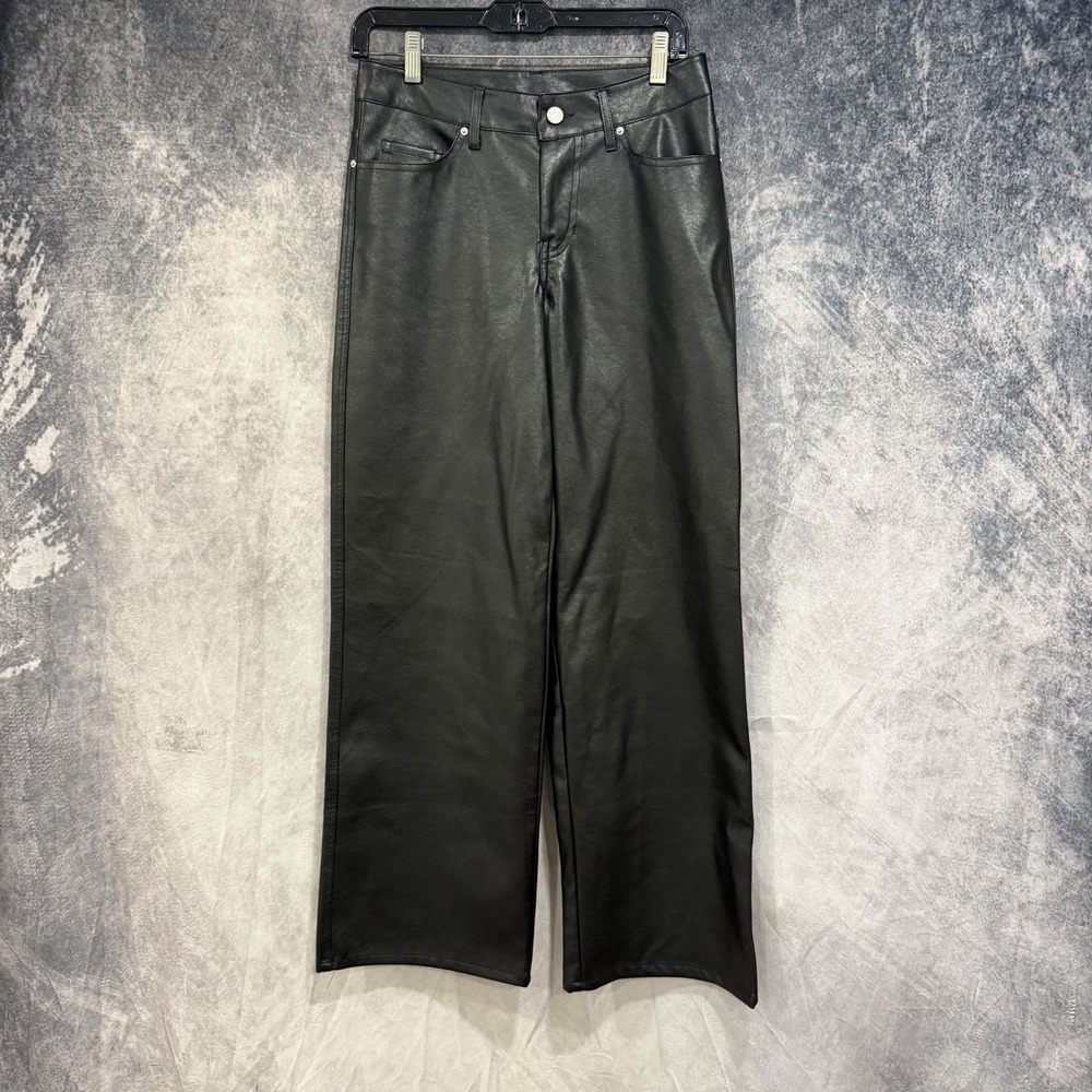 Pacsun Womens XS Black Faux Leather High Rise Wide Leg Pants 101295